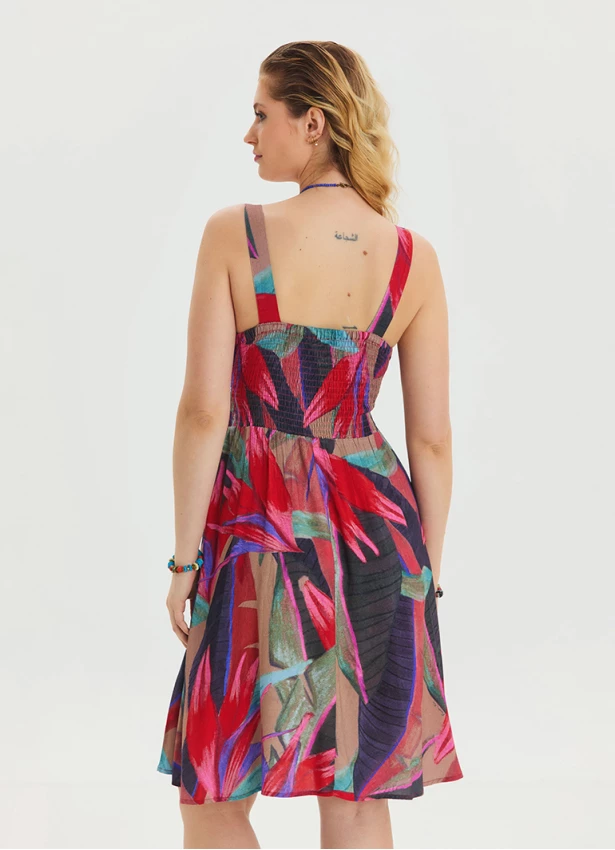 V Neck Robe Red Midi Dress 4517
